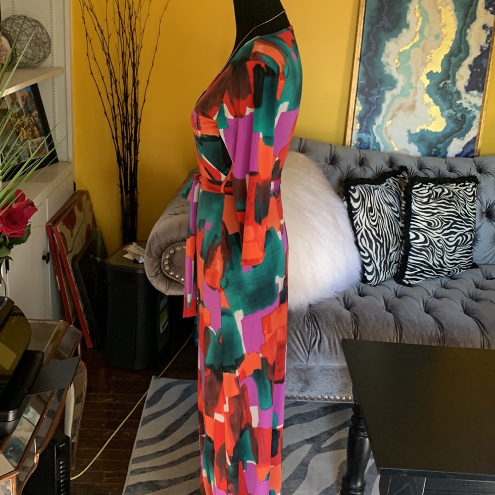 Multicolor faux wrap dress - Picture 7 of 7